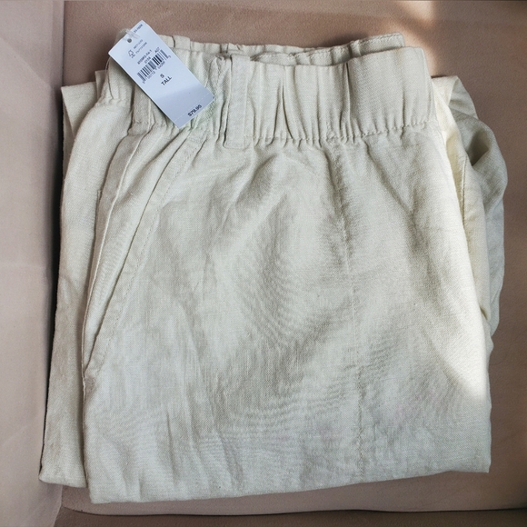 NWT High Rise Soft Linen-Cotton Pull-On Pants In Small Tall Chino Color - Picture 6 of 8